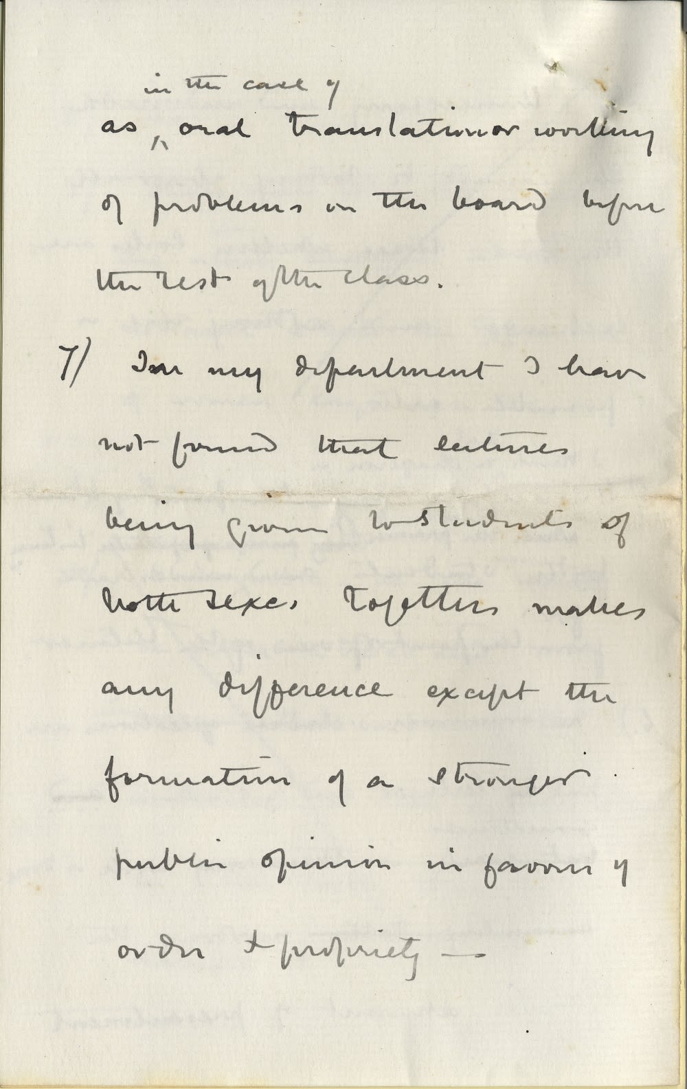Fourth page of a handwritten letter, with corrections.