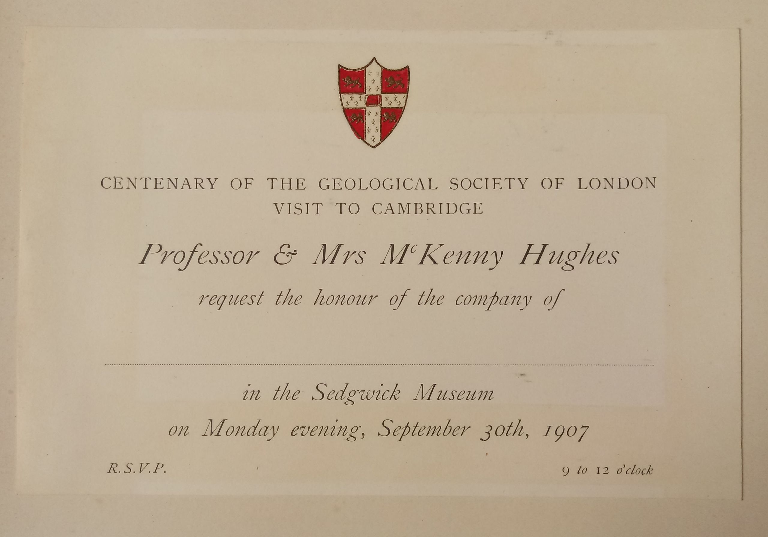A printed invitation card with university logo at the top. It is not addressed to anyone.