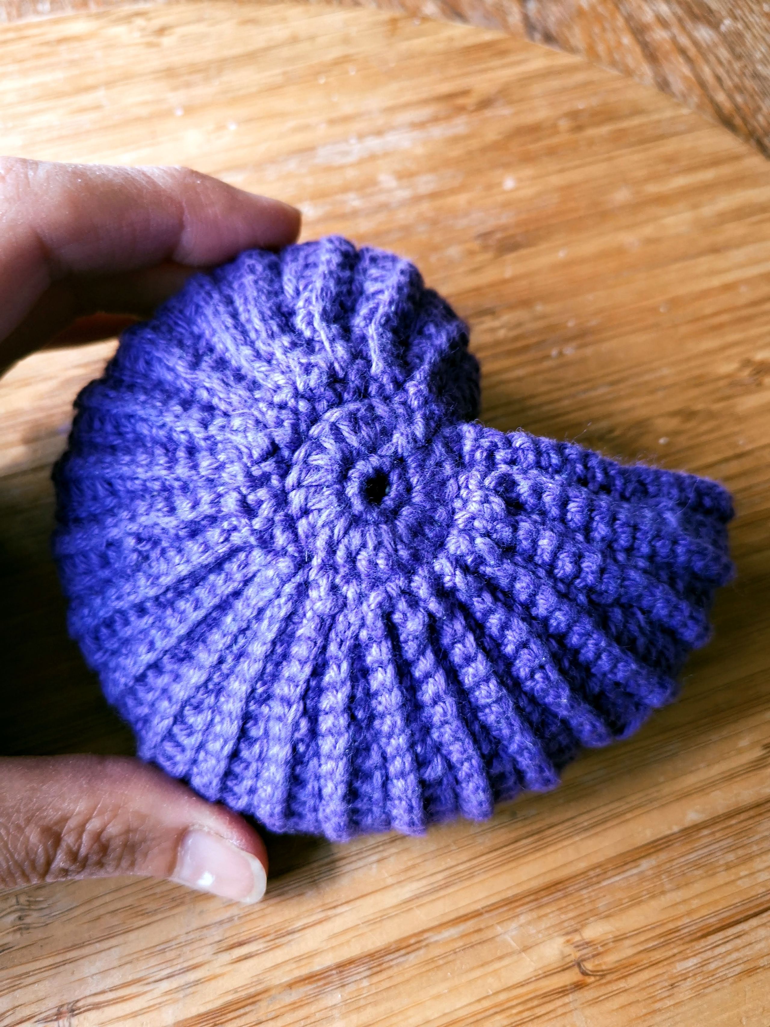 Purple crochet ammonite shell